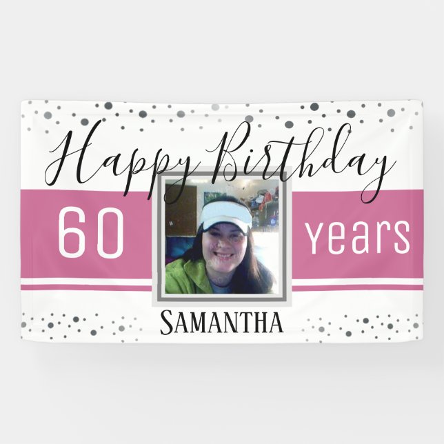 Banderoles Joyeux 60e anniversaire Gras Confetti (Horizontal)