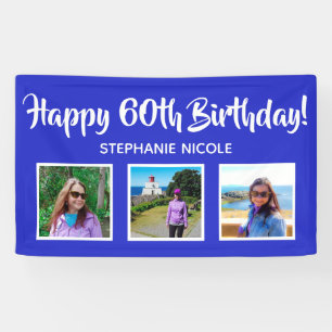 Banderoles Joyeux 60e anniversaire Royal Blue Photos personna
