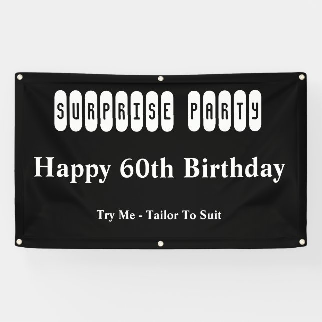 Banderoles Joyeux 60e anniversaire Surprise Party (Horizontal)