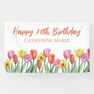 Banderoles Joyeux 70e anniversaire floral