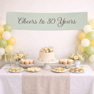 Banderoles Joyeux 80 Ans Anniversaire Simple Vert Neutre