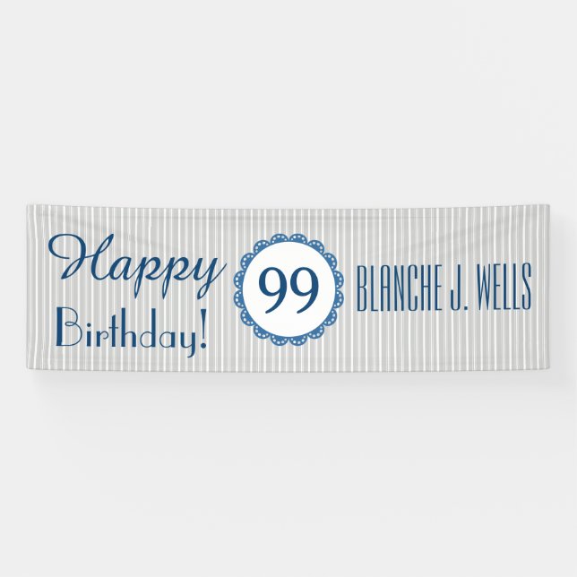 Banderoles Joyeux 99e anniversaire ou TOUTE ANNÉE avec rayure (Horizontal)
