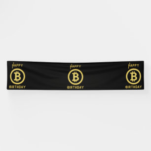 Banderoles Joyeux Anniversaire Bitcoin Gold 2.5x12 Vinyle