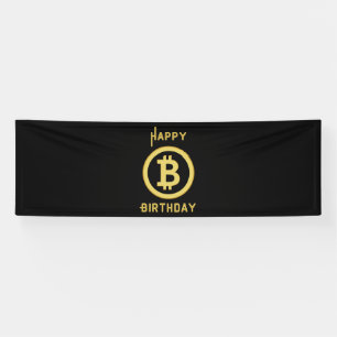 Banderoles Joyeux Anniversaire Bitcoin Gold 2.5x8 Vinyle