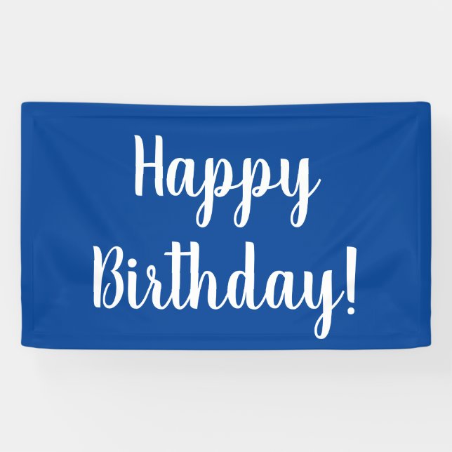 Banderoles Joyeux anniversaire bleu blanc typographie (Horizontal)