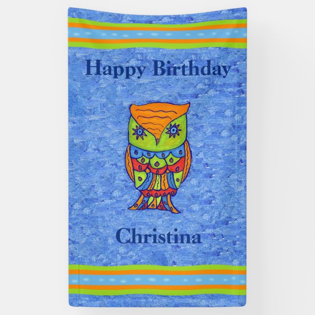 Banderoles Joyeux anniversaire Bright Imaginaire Owl Star Eye (Vertical)
