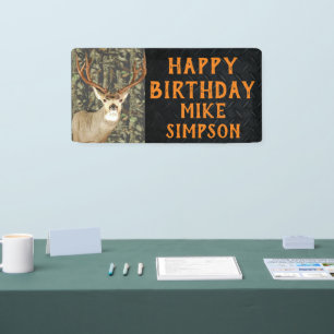 Banderoles Joyeux Anniversaire Camouflage Deer Hunting Hommes
