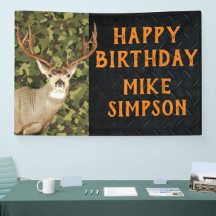 Banderoles Joyeux Anniversaire Camouflage Deer Hunting Hommes