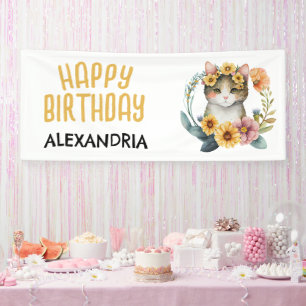 Banderoles Joyeux Anniversaire Chat Mignon Chaton Petite Fill