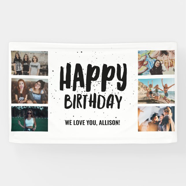 Banderoles Joyeux anniversaire Confetti Photo Collage Party B (Horizontal)