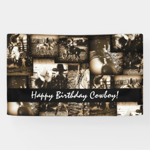 Banderoles Joyeux anniversaire Cowboy Rodeo Western Theme Par