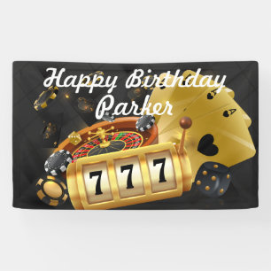 Banderoles Joyeux anniversaire Custom Casino Party Black Gold