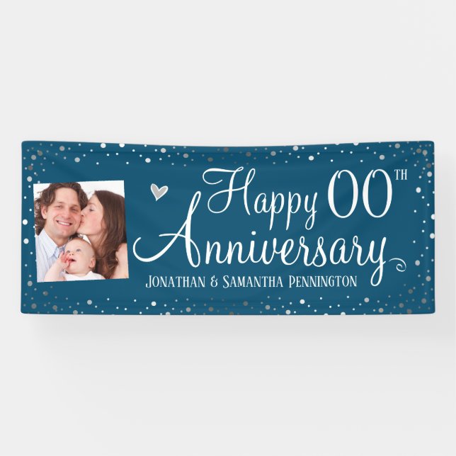 Banderoles Joyeux Anniversaire De Chaque Année Photo Argent C (Horizontal)
