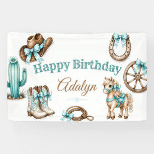 Banderoles Joyeux Anniversaire de Cowgirl Occidentale Cheval