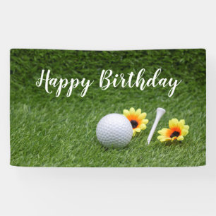 Banderoles Joyeux anniversaire de golf avec balle de golf sur
