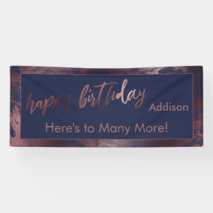 Banderoles Joyeux anniversaire de la Marine d'or Rose moderne