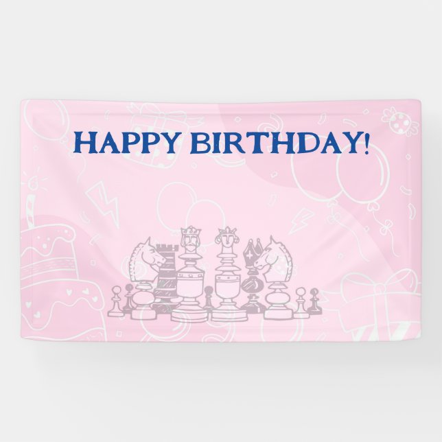 Banderoles Joyeux anniversaire des échecs (Horizontal)