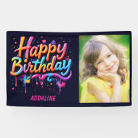 Joyeux Anniversaire Enfants Photo Noir Orange Rose