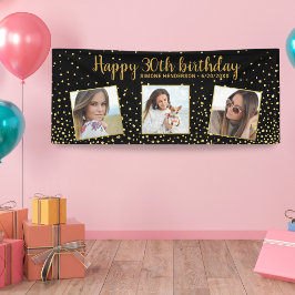 Banderoles Joyeux Anniversaire Gold Parties scintillant Photo