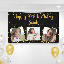 Banderoles Joyeux Anniversaire Gold Parties scintillant Photo