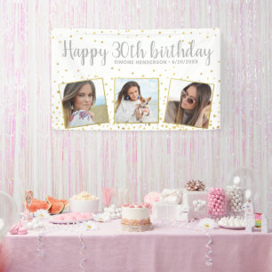Banderoles Joyeux Anniversaire Gold Silver Photos Chaque anné
