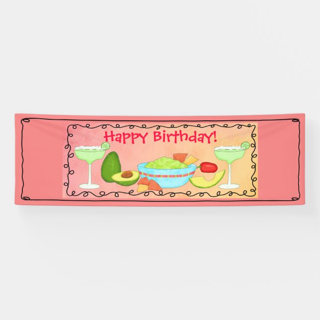 Banderoles Joyeux anniversaire Guacamole Margarita Custom (Horizontal)