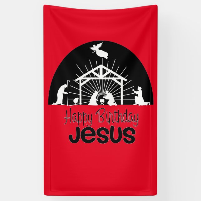 Banderoles Joyeux anniversaire Jésus (Vertical)