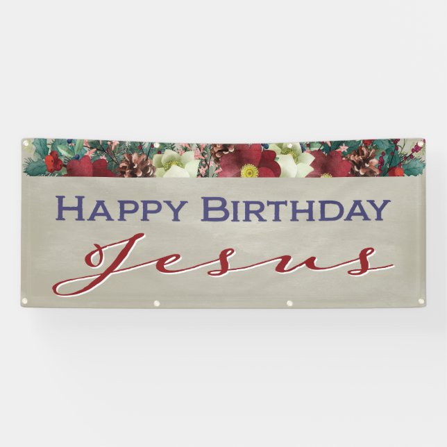 Banderoles Joyeux anniversaire Jésus Noël chrétien (Horizontal)