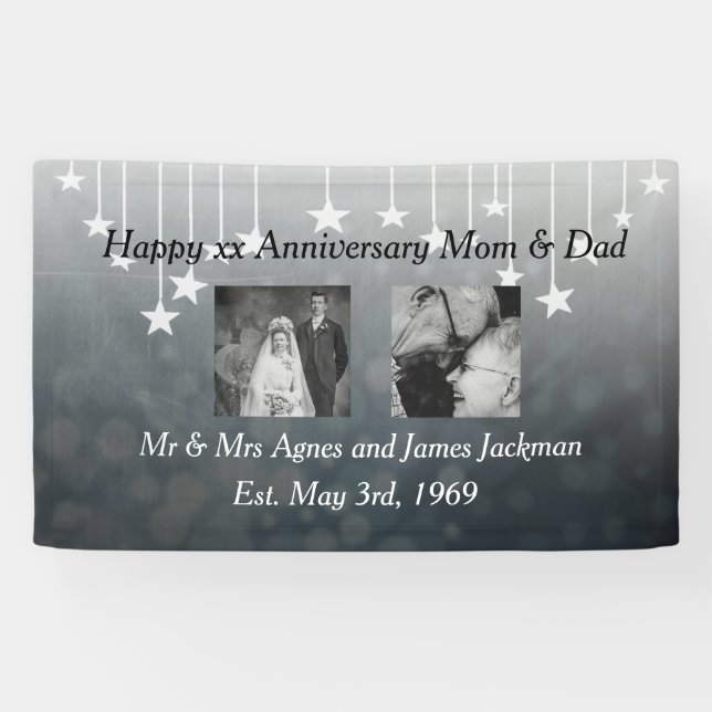 Banderoles Joyeux anniversaire maman et papa Vieux et nouvell (Horizontal)