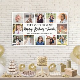 Banderoles Joyeux Anniversaire Moderne Collage de Photos de F