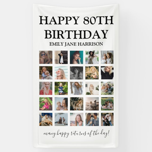 Banderoles Joyeux anniversaire moderne \ N'importe quel âge | (Vertical)