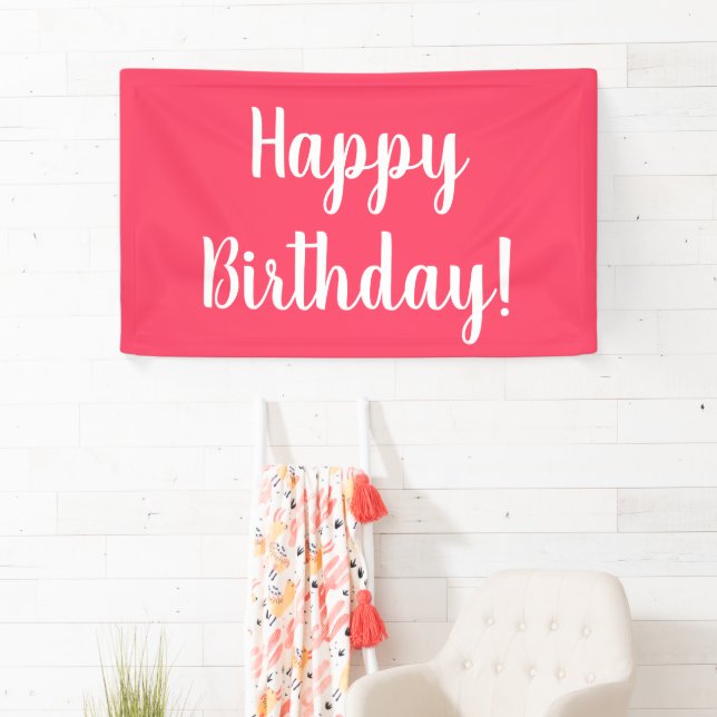 Banderoles Joyeux Anniversaire Moderne Pink White Typographie (En situation)