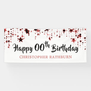 Banderoles Joyeux anniversaire N'IMPORTE QUELLE ANNÉE Red Sta