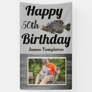 Banderoles Joyeux anniversaire Pêche Nom de la photo Père Cra