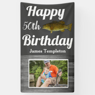 Banderoles Joyeux anniversaire Pêche Nom de la photo Père Hom