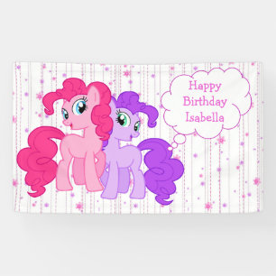 Banderoles Joyeux anniversaire personnalisé de poney pourpre