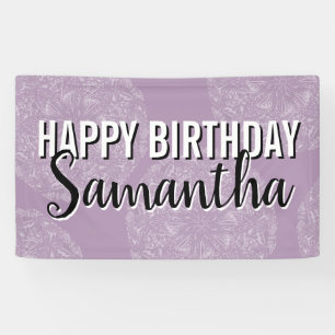 Banderoles Joyeux Anniversaire Purple Mandala Typographie fém