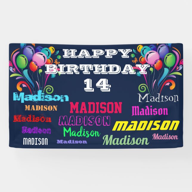 Banderoles Joyeux Anniversaire Répétition Nom Drive By Banner (Horizontal)