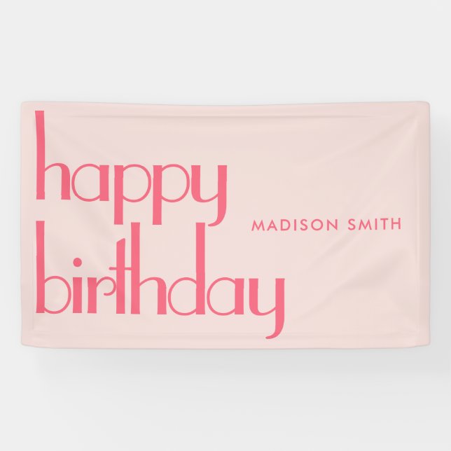Banderoles Joyeux anniversaire rose moderne (Horizontal)
