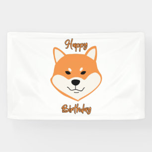 Banderoles Joyeux Anniversaire Shiba Inu Original 2.5x4 Vinyl