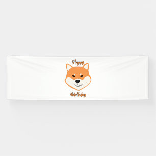Banderoles Joyeux Anniversaire Shiba Inu Original 2.5x8 Vinyl
