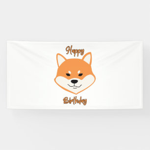 Banderoles Joyeux Anniversaire Shiba Inu Original 4x8 Vinyle