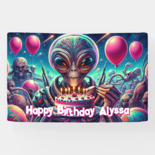 Banderoles Joyeux anniversaire   Thème Alien personnalisé