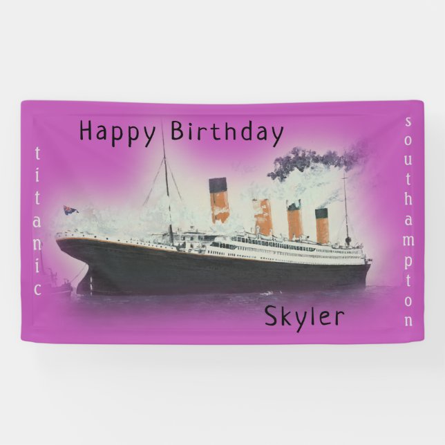 Banderoles Joyeux anniversaire Titanic Nom du navire Rose de  (Horizontal)
