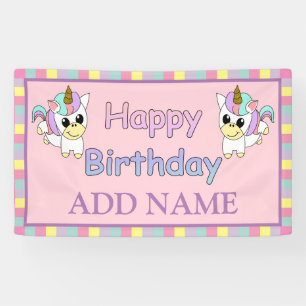 Banderoles Joyeux Anniversaire Unicorn Personnalisé