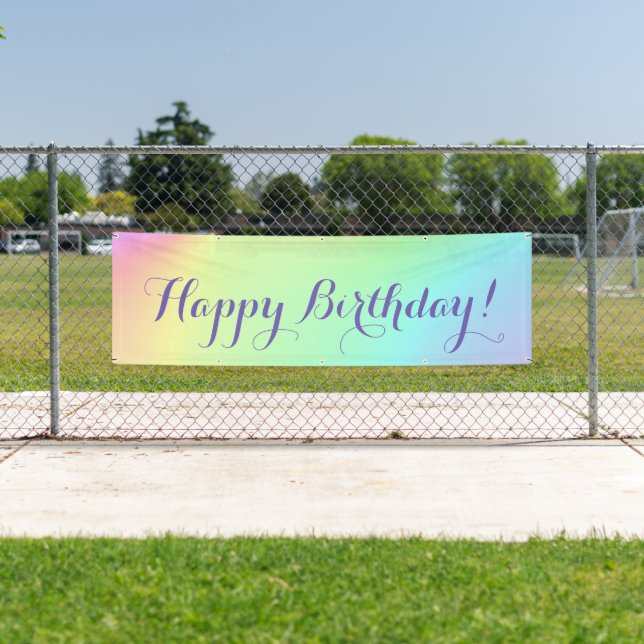 Banderoles "Joyeux anniversaire !" Unicorn Rainbow Ombre (En situation)