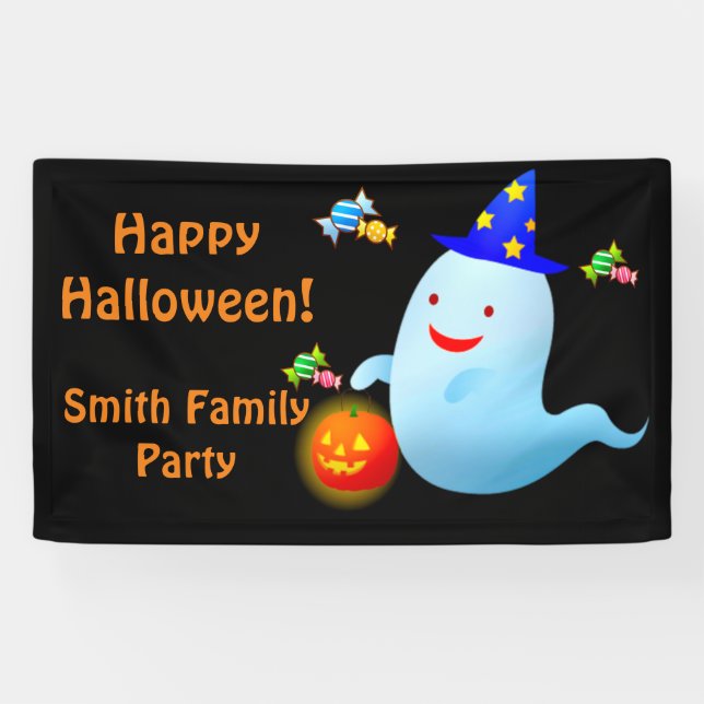 Banderoles Joyeux bonbons ou traitement du fantôme d'Hallowee (Horizontal)