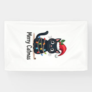 Banderoles Joyeux Catmas Chat Noir Lumière de Noël Xmas Famil