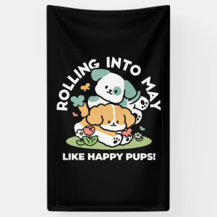 Banderoles Joyeux Chiots Arrivés En Mai - Kawaii Dog Art