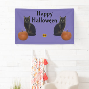 Banderoles Joyeux Citrouilles de chats noirs Halloween sur vi